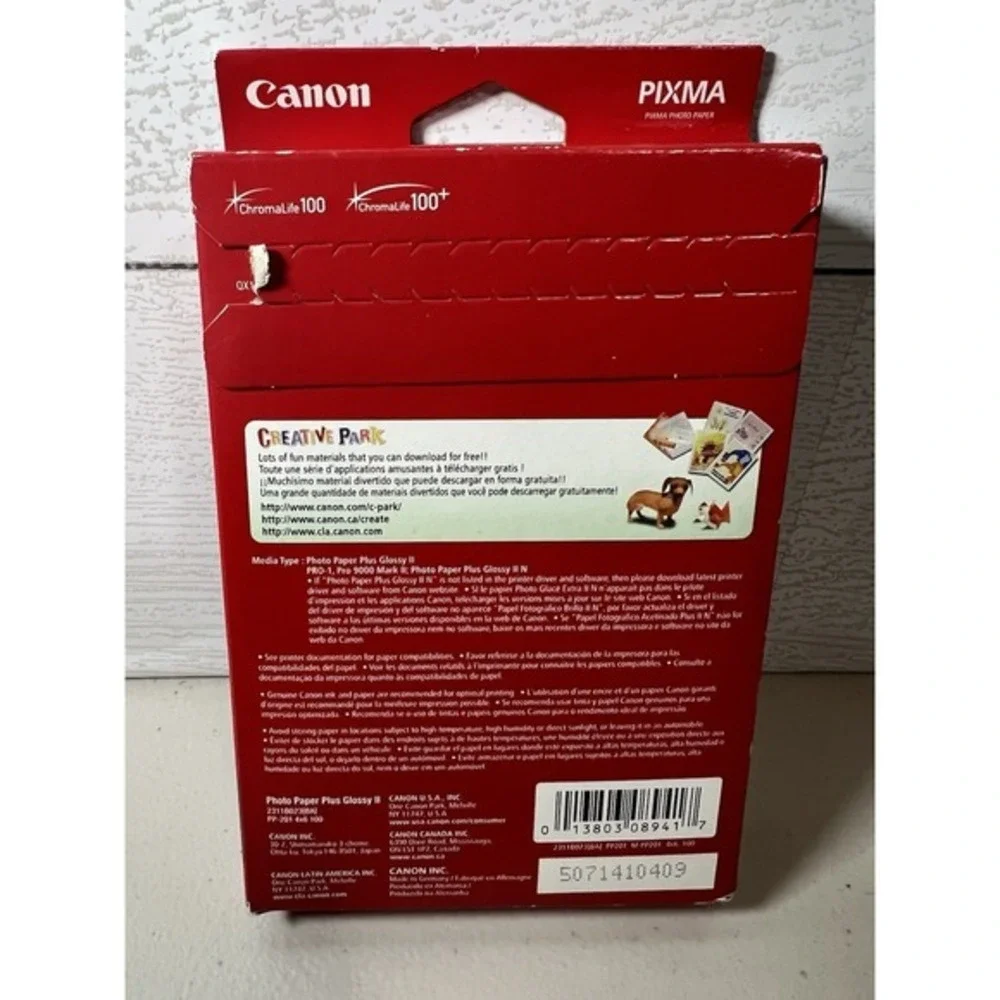 Canon PP-201 Photo Paper Plus Glossy II, 4x6 inch - 100 Sheets